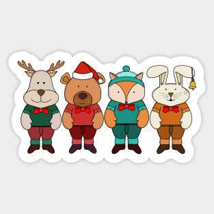 Adorable animals ready for winter Sticker